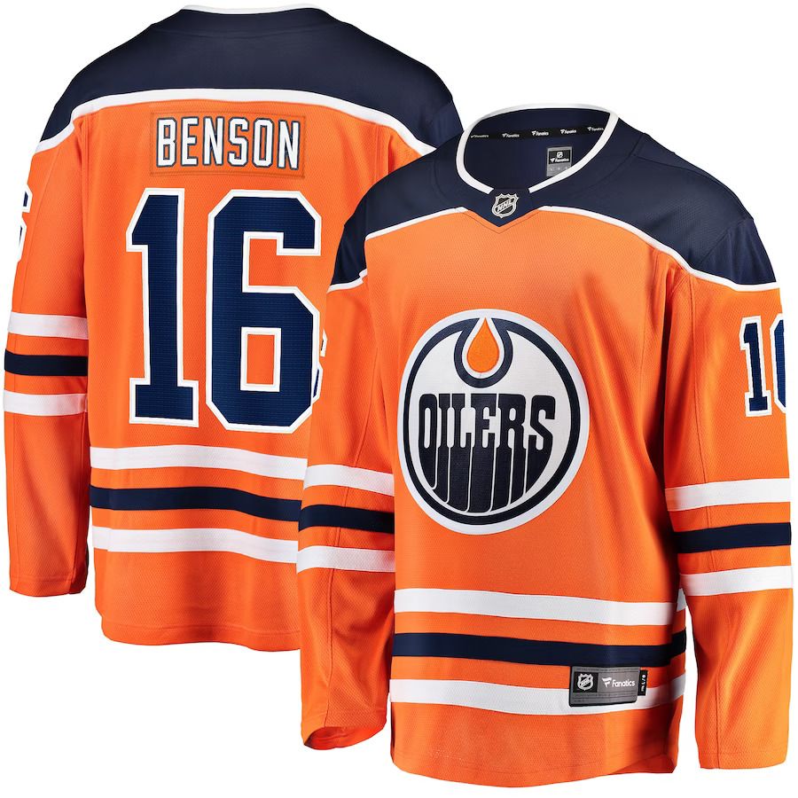 Men Edmonton Oilers #16 Tyler Benson Fanatics Branded Orange Home Breakaway Player NHL Jersey